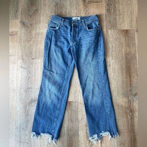 Free People Blue Distressed Hem Jeans
